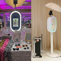Coque ovale de haute qualité pour iPad, façade noire, machine photobooth blanche avec télécommande pour la location événementielle