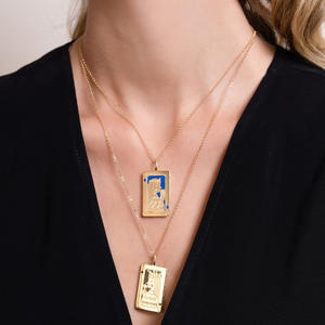 塔罗牌扑克牌毛衣链日月项链钛钢塔罗牌吊坠项链 - Product Image 2