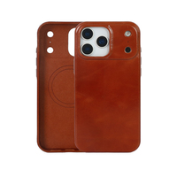 Étui en cuir véritable vintage pour iPhone 18 Pro Max Duo, housse en cuir de vachette classique, cousue à la main, étui de téléphone personnalisé de marque