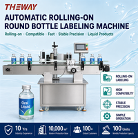 Machine d'étiquetage automatique à rouleaux pour bouteilles d'huile de beauté et de nettoyant visage, précision de ±1 mm