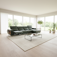 Ensemble de canapés électriques inclinables de luxe sur mesure, canapé d'angle moderne en cuir véritable avec chaise longue et appui-tête électriques