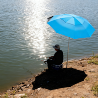 Grand Parasol de Pêche Réglable à 360° Portable Pliable Protection Solaire Extérieure Anti-UV Imperméable Oxford/Polyester Séchage Rapide pour Plage