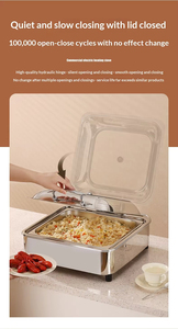 Otros Suministros para Hoteles y Restaurantes, Recipiente para Calentar <span class=keywords><strong>Comida</strong></span> de Acero Inoxidable, Calentador de <span class=keywords><strong>Comida</strong></span> Hidráulico para Buffet con Tapa de Vidrio para Bodas - Product Image 6