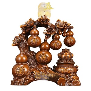 Adorno de Resina con Cinco Ranas Doradas y Calabaza, Grabado al Estilo Chino, para Atraer la Riqueza, Decoración para el Hogar - Product Image 5