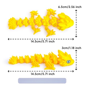 Figurine de dragon en plastique PLA imprimée en 3D avec yeux simulés et articulations mobiles, décoration de bureau, jouet anti-stress pour l'anxiété, le TDAH, la maison et le bureau - Product Image 3