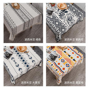 Bohemian Style Cotton Linen Rectangular <b>Tablecloth</b> Waterproof For Hotel Use Custom OEM Wholesale - Product Image 1