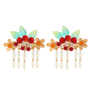 Pinza para el pelo de estilo antiguo con borlas, accesorio para el pelo Hanfu de color rojo etéreo, elementos Han de estilo chino, disfraz retro de estilo antiguo - Product Image 5