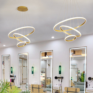 Lámpara Colgante LED Dorada E26 3500K Blanco Cálido, Altura Ajustable, Acero Inoxidable, Ra90 120, Regulable, para Salón - Product Image 1