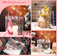 Sacs cadeaux en PVC transparent de haute qualité avec poignées, sacs d'emballage en plastique à fond carré réutilisables pour les anniversaires, les fêtes de naissance, les cadeaux