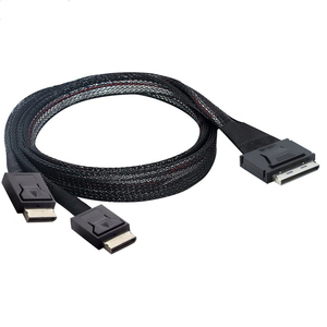 Stokta 0.5M ve 1M OCuLink PCI-E 4.0 SFF-8611 8i çift <span class=keywords><strong>2</strong></span> X SFF-8611 4i SSD veri transferi uzatma kablosu 16Gbps - Product Image 1