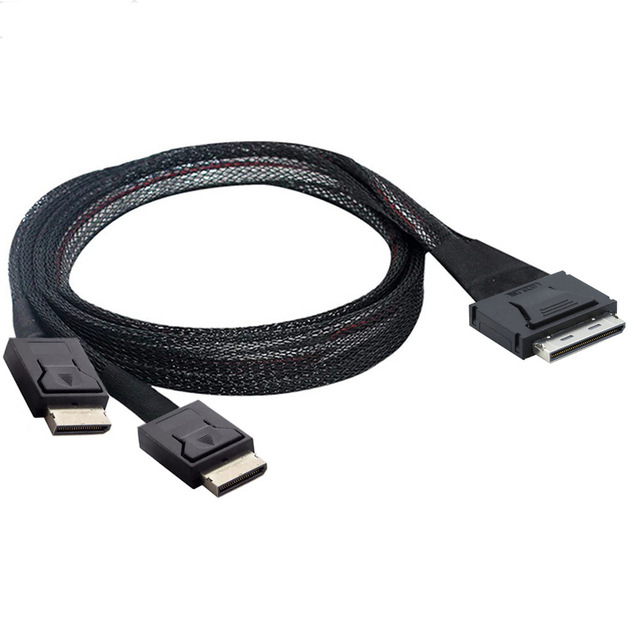1M in Stock OCuLink PCI-E 4.0 SFF-8611 8i to Dual 2 X SFF-8611 4i SSD Data Transfer Extension Cable for Laptop 10/100/1000Mbps