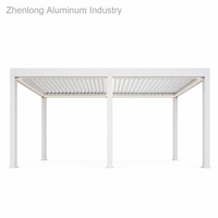 Pergola commerciale en aluminium avec toit à lames orientables et chauffages intégrés, pavillon 4x5m pour terrasse de restaurant