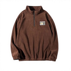 Sweat à capuche décontracté pour homme, à manches longues, avec demi-zip, en tissu éponge uni, avec logo imprimé personnalisé - Product Image 3