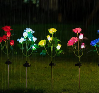 Lampe solaire d'extérieur à LED en forme de rose, étanche, à piquet, pour jardin, avec changement de couleur, éclairage décoratif