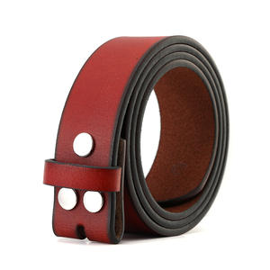 Groothandel 3,8 cm brede hoogwaardige riem van gespleten koeienleer met drukknoop voor heren - Product Image 5