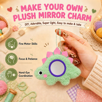 Kit de loisirs créatifs DIY sans colle pour animaux en peluche à enfiler avec miroir, jouet en polaire corail à enfiler pour enfants, breloque de sac faite à la main, pendentif, jouet éducatif