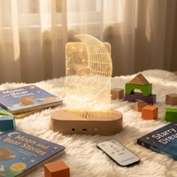 Boîte à musique en acrylique avec base de lampe LED, lumière blanche chaude, commande tactile, lampe décorative pour chambre à coucher, salon