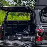 Auvent de pick-up modulaire en aluminium sur mesure avec panneaux latéraux verrouillables type ailes de mouette et barre transversale porte-bagages pour le camping en tout-terrain