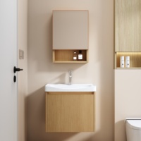 Meuble mural de salle de bain moderne en gros, vasque flottante avec lavabo en céramique