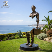 Sculpture de magnat d'affaires en bronze grandeur nature personnalisée avec valise, statue figurative surreale pour jardin extérieur, villa, décoration d'art public