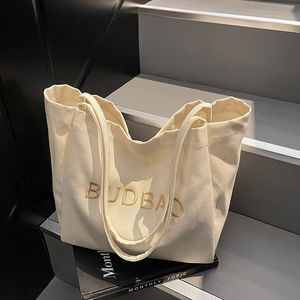 Borsa di tela a spalla di grande capacità borsa Tote di alta qualità in tela pendolarismo <span class=keywords><strong>con</strong></span> Logo ricamato personalizzato - Product Image 3