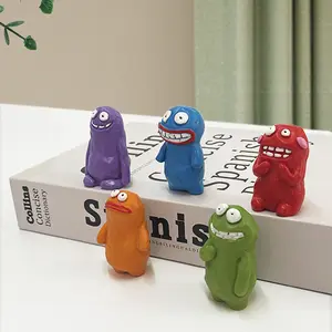 Mud Monster Resin Sculpture Funny Handmade Creative Souvenir Fat And Skinny Mud Monster Cartoon Style Resin Craft