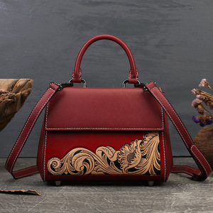 High-End Met De Hand Gesneden Echt Lederen Damesstijl Koeienhuid Uniek Ontwerp Kleine Vierkante Originele Schoudertassen - Product Image 3