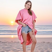 Offre Spéciale personnalisé tous les âges séchage rapide à capuche microfibre couleur unie surf Poncho imprimé Style changeant Poncho