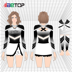 Uniformes de pom-pom girl modernes pour femmes Costume de pom-pom girl avec strass pour compétition - Product Image 2