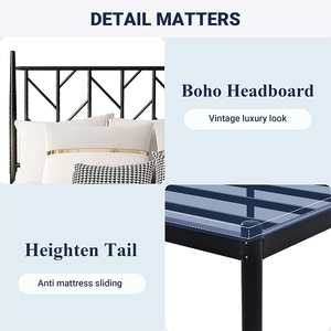 Cabecera de Cama Moderna con Plataforma de Metal Negro para Sala de Estar o Apartamento, con Almacenamiento Debajo de la Cama - Product Image 4