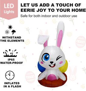 4FT <b>Easter</b> Inflatable Cute Blow up Winking Bunny & <b>Egg</b> Yard Decoration with LED Lights for Home Hotel Garden Party - Product Image 6