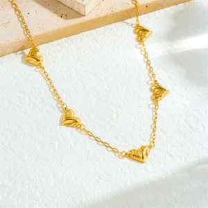 Heart Flower Gold Plated Necklace Zinc Alloy Chain Jewelry Gift Fashion Accessory - Product Image 2