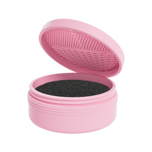 Limpiador de brochas de maquillaje, almohadilla de limpieza de silicona con tapa, lavado en seco rosa para uso doméstico - Product Image 2