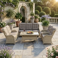 Ensemble de canapés de patio GSD pour l'extérieur, meubles de salon modernes de luxe, résistants à l'eau, en rotin canné, ensemble de canapés royaux pour hôtel