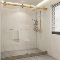 Baide portes coulissantes en verre trempé sans cadre, boîtier de douche, salle de bain, en fibre de verre, cabine de douche