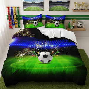 Ensemble de housse de <span class=keywords><strong>couette</strong></span> en tissu microfibre moderne, imprimé en 3D, football mondial, 3 pièces, textile de maison, vente en gros - Product Image 1