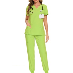 Women's Nurse Uniform <b>Scrub</b> Set Stretch <b>Scrub</b> <b>Top</b> Pants 8 Pockets Natural Cool Jogger Style Hospital Use 100% Polyester - Product Image 3