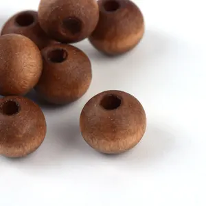 PandaHall Dyed Lead Free Round Matte Style Saddle Brown Natural Wood Beads