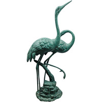 Statue de paire d'hiboux en aluminium, finition verdigris, sculptures d'oiseaux, base intégrée, décoration d'extérieur pour jardin, étang, pelouse