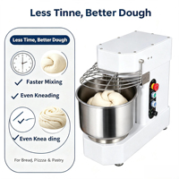 SHUNWEILIAN 10L Mixer Spiral Komersial 0.75KW 201 Baja Tahan Karat Mesin Pengaduk Tepung Roti Untuk Pembuatan Roti Pizza