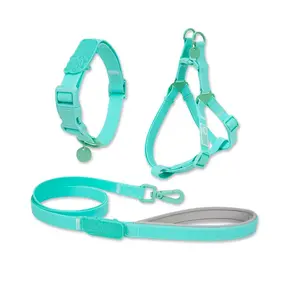 Wholesale Luxury Fashion Waterproof PVC Coated Pet Dog Harness Collar Leash Set Waterproof PVC Step In Dog Harness