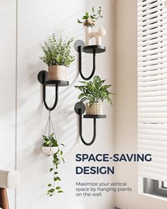 Support mural <span class=keywords><strong>carré</strong></span> en <span class=keywords><strong>métal</strong></span> thermolaqué pour plantes d'intérieur, étagères de fenêtre, installation facile pour salon et balcon - Product Image 2
