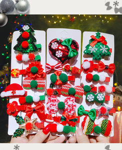 10 pièces/ensemble enfants noël bonhomme de neige arbre pince à cheveux ensemble mignon Sequin princesse bébé rouge diadème arc épingle à cheveux cadeau bébé filles - Product Image 5