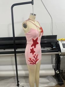 Vestido de Lujo con Cuentas Oceánicas, Ajustado, Rosa, de Un Solo Hombro, Mini, con Pedrería, Estrellas de Mar y Bordado de Coral, <span class=keywords><strong>para</strong></span> <span class=keywords><strong>Fiesta</strong></span> <span class=keywords><strong>en</strong></span> <span class=keywords><strong>la</strong></span> <span class=keywords><strong>Playa</strong></span> de Verano - Product Image 4