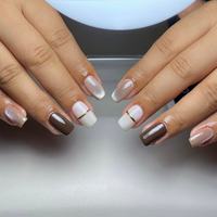 Faux ongles carrés en acrylique à marque privée, faits à la main, couvrance totale, à presser, avec colle, pré-conçus pour les doigts, OEM pour boutiques