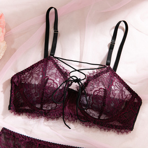 Ensemble de lingerie sexy pour femmes Viviblook Z0131ST02, dentelle transparente, bordure sexy, soutien-gorge à lacets, ensemble de lingerie sexy avec bas - Product Image 4