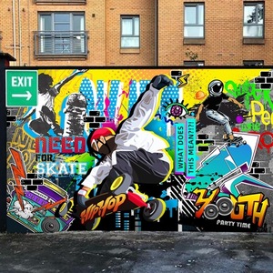 Streetสเก็ตบอร์ดGraffitiวอลล์เปเปอร์ยิมผนังสเปรย์Hip-Hop Wall Paintingภาพจิตรกรรมฝาผนัง<span class=keywords><strong>Roller</strong></span>สเก็ต<span class=keywords><strong>Roller</strong></span>สเก็ตห้องวอลล์เปเปอร์ - Product Image 3