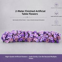 Guirlande de fleurs artificielle longue pour table, style européen luxueux violet, pour anniversaire, banquet, décoration de fenêtre