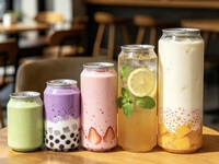 Ventes en gros de canettes en plastique PET transparentes jetables avec logo personnalisé pour l'emballage de jus, de lait, de thé, de café avec couvercle facile à ouvrir