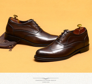 S0010X di alta vendita di alta qualità in pelle di primo strato in vacchetta formato Business a punta si sposano scarpe da uomo all'ingrosso - Product Image 4